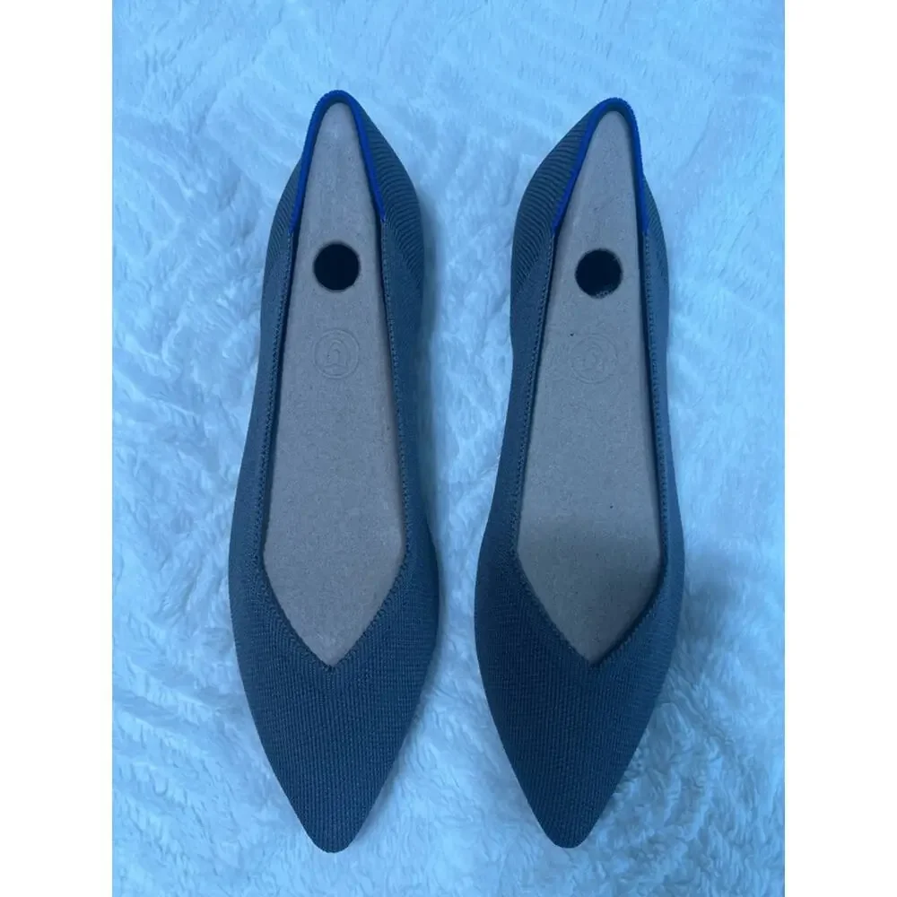 Rothy’s The Point Pebble Grey Flats NIB Size 9.5